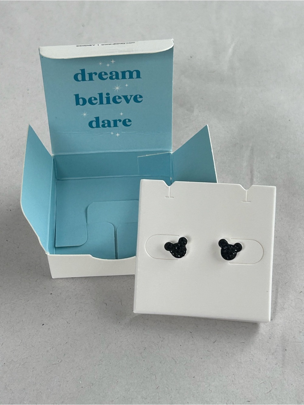 Disney Origami Owl Mickey Mouse Black Crystal Stud Earrings New in Box
